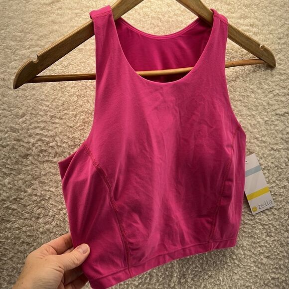 Zella High Neck Tank Bra‎ Racerback Pink Size Small - Picture 2 of 6